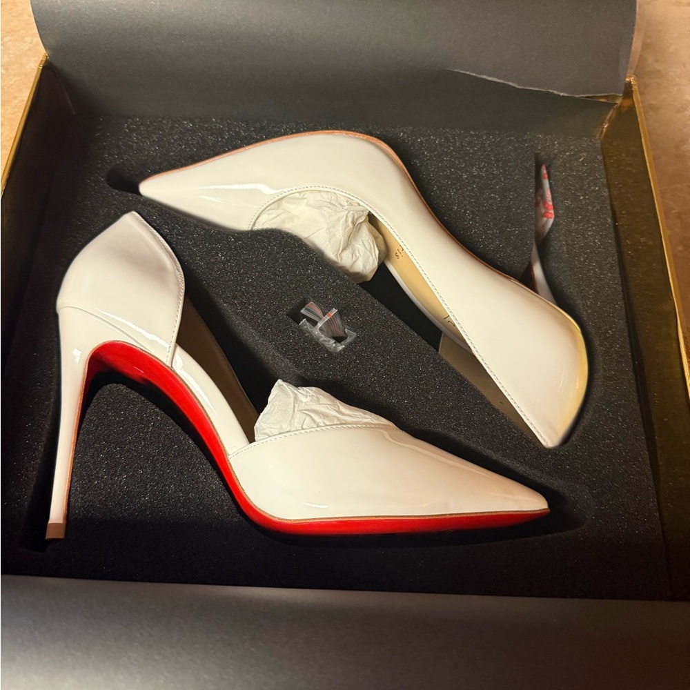 Ivory Patent Leather Red Bottom Heels